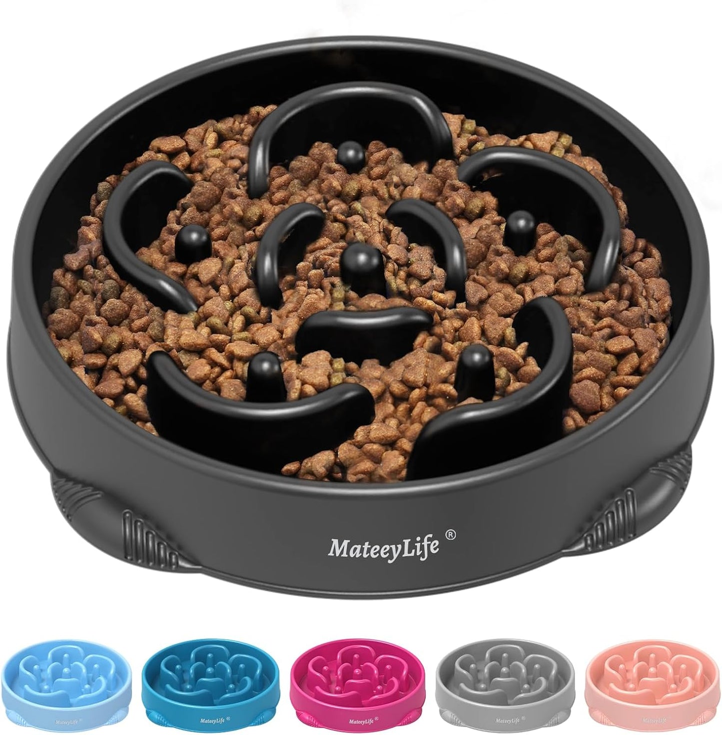 Large Slow Feeder Dog Bowl- Black
